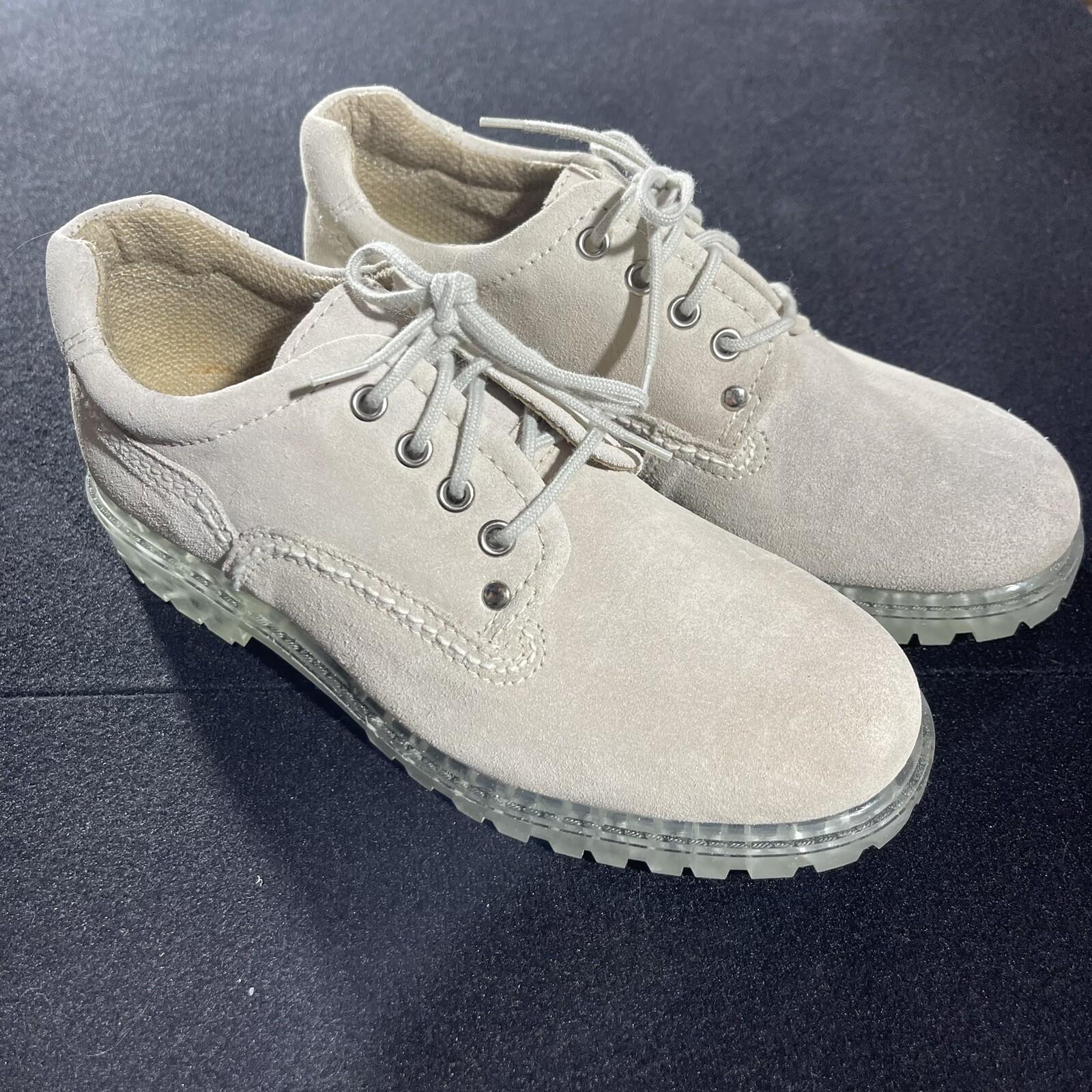 SAOLA Scarpa Candies Y2K 7 beige grosso Oxford suola con lacci trasparente pelle scamosciata unica