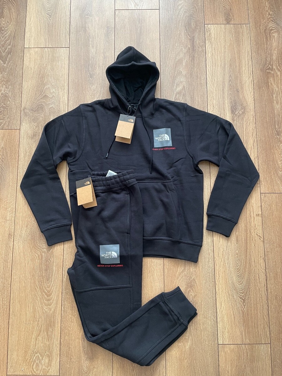 GENUINE THE NORTH FACE BOX MENS BLACK FULL TRACKSUIT TOP AND PANT
