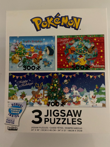 Pokemon 3 in 1 Jigsaw Puzzles Holiday Themed Puzzles-300,500,700 pcs - Brand NEW - Picture 1 of 1