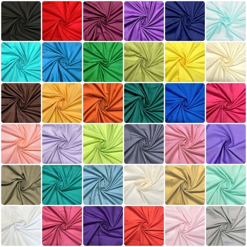 Plain Poly cotton Poplin Fabric Bunting 60 Colour Dress Craft Sheet 112cm wide - Picture 2 of 66