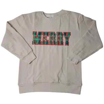 NWT State of Mine Women's Pullover Cozy Warm Holiday Sweatshirt 'MERRY' XS