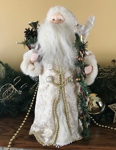 Old World Santa | Topper | 2000s Era | with tote bag and staff | 15.5"