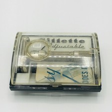 Gillette Rasoio di Sicurezza Regolabile Fat Boy Custodia e Istruzioni Originali 1959 Vintage