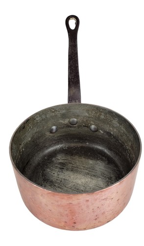 Vintage Cordon Bleu BIA Hammered Copper Tin Lined Sauce Pan #16 Made In France - Picture 5 of 10