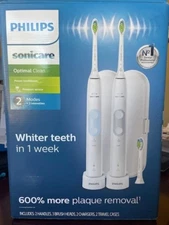 Philips Sonicare Optimal Clean Electric Toothbrush 2 Pack HX6829/75 - USED