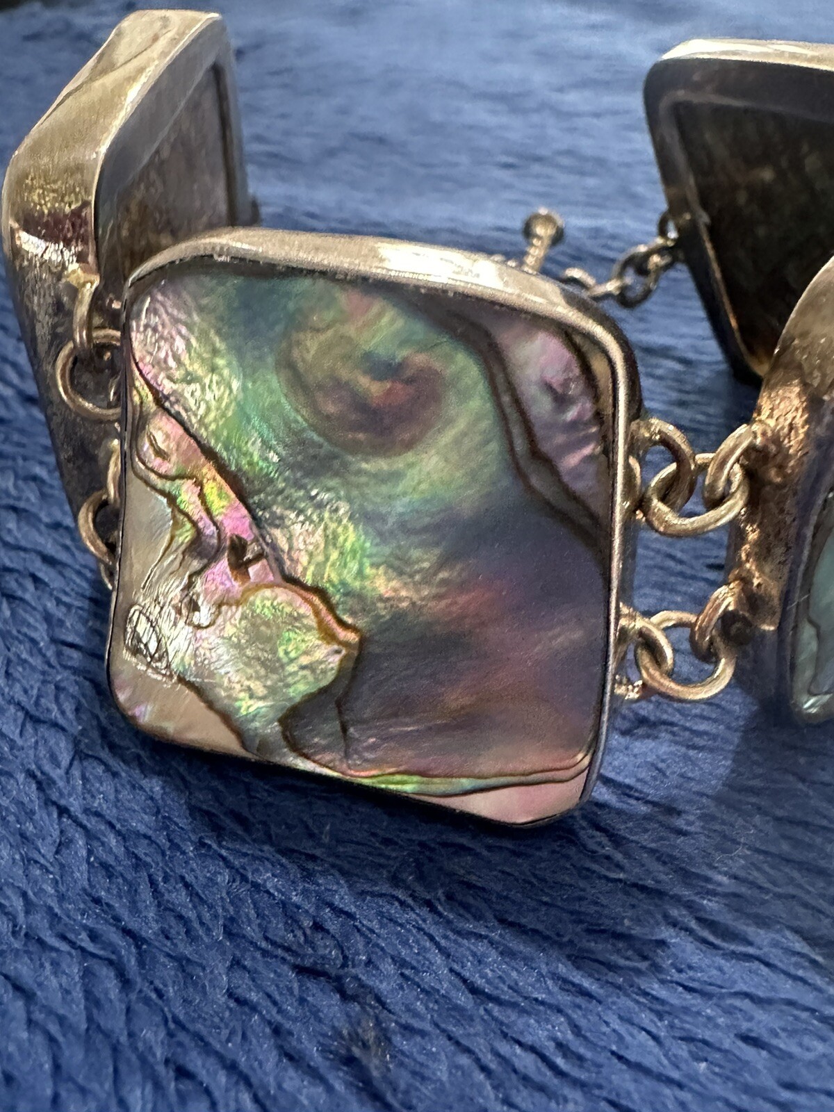 STERLING SILVER 925 ABALONE SHELL 8" TOGGLE BRACE… - image 12