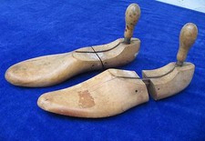 Antique AMCO Wood Shoe Trees Stretchers Turned Handles Original True Vintage