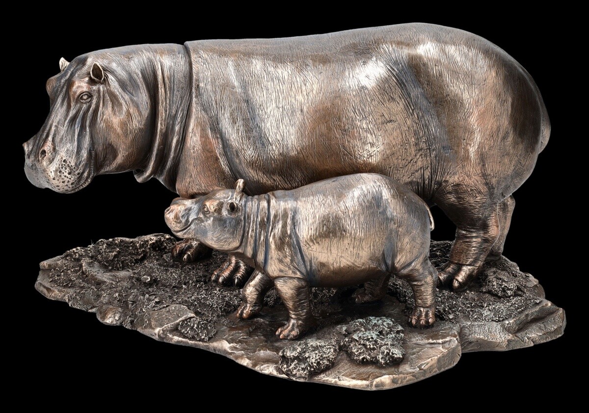 Hippopotamus Figure - Mother With Calf - Veronese Wildlife Savanna Africa