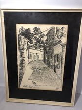  Vintage 1966 Calle Sol San Juan Puerto Rico Julio Perez Pen Ink Drawing