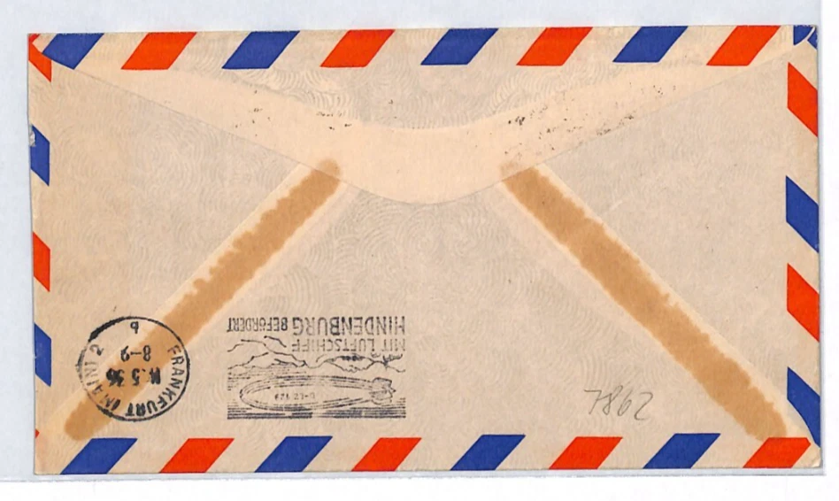 USA HINDENBURG ZEPPELIN Air Mail Cover FIRST FLIGHT 1936 WV Shinnston LZ282 - Image 2 of 4