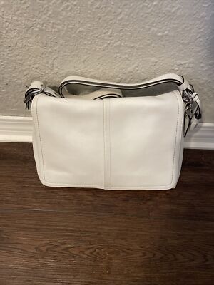 COACH Genuine Leather White Double-Zip Shoulder Purse Bag | eBay