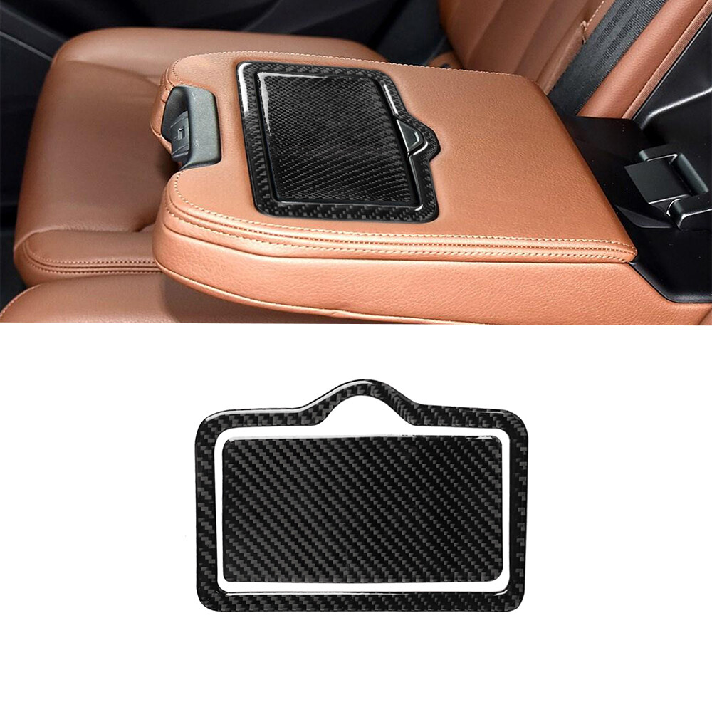 Carbon Fiber Rear Armrest Box Cup Holder Cover Trim Fit For Audi Q7 4M