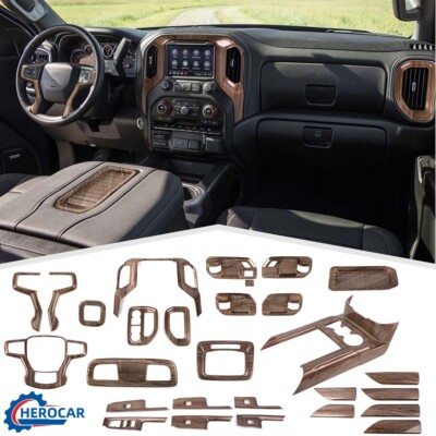 Car Wood Grain Decor Cover Trim for Chevy Silverado 2019-21 Interior ACCESSORIES