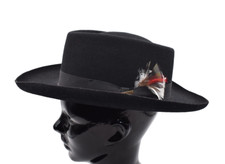 Stetson Mallory Western Fedora Hat Black Pure Wool Sawyer Style Size 7 with Pin