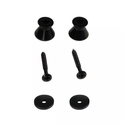 2 Pack of Black Guitar Strap Buttons for electric guitars - Universal fit
