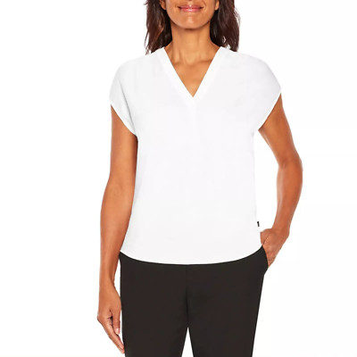 Banana Republic Women's Front Pleat Relaxed Fit Blouse Top | White | 2XLarge