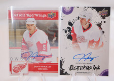 2025-26 UD Red Wings Centennial Jason Woolley Octopus Ink & Red Parallel Auto