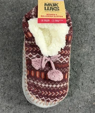 Muk Luks Women's Purple Non-Slip Ballerina Slippers  L / XL  8-10 Warm & Cozy