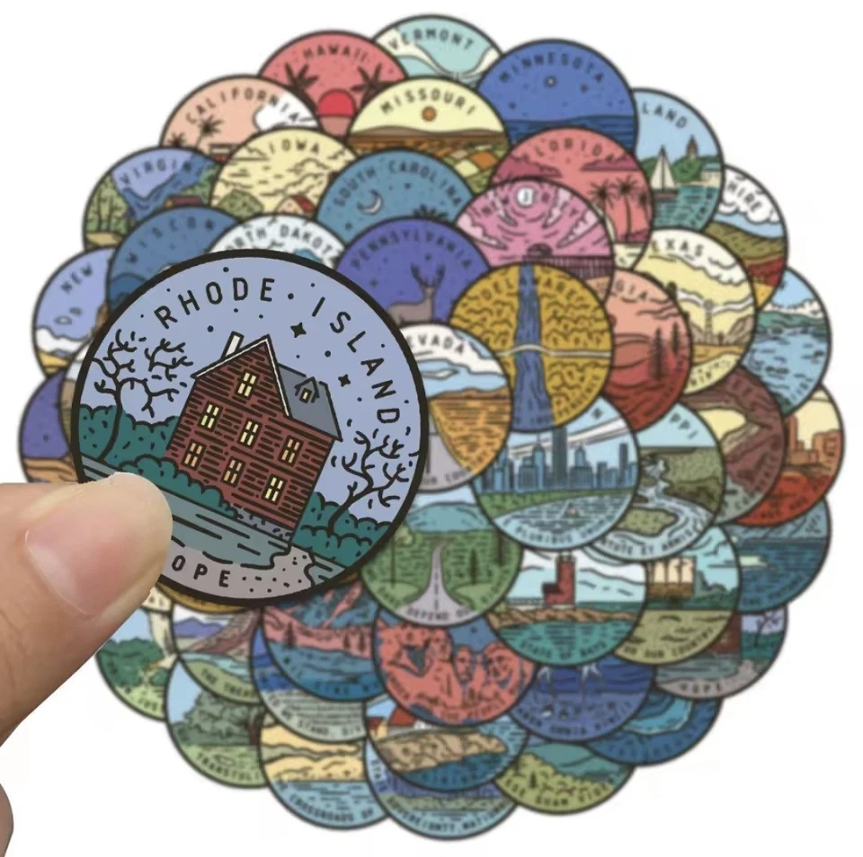 50x Amerika Aufkleber Set Bundesstaaten von Amerika Sticker USA Tagebuch DIY - Bild 2 von 4