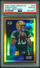 2020 Panini Chronicles Score #444 Jordan Love Score-First Down /10 PSA 10