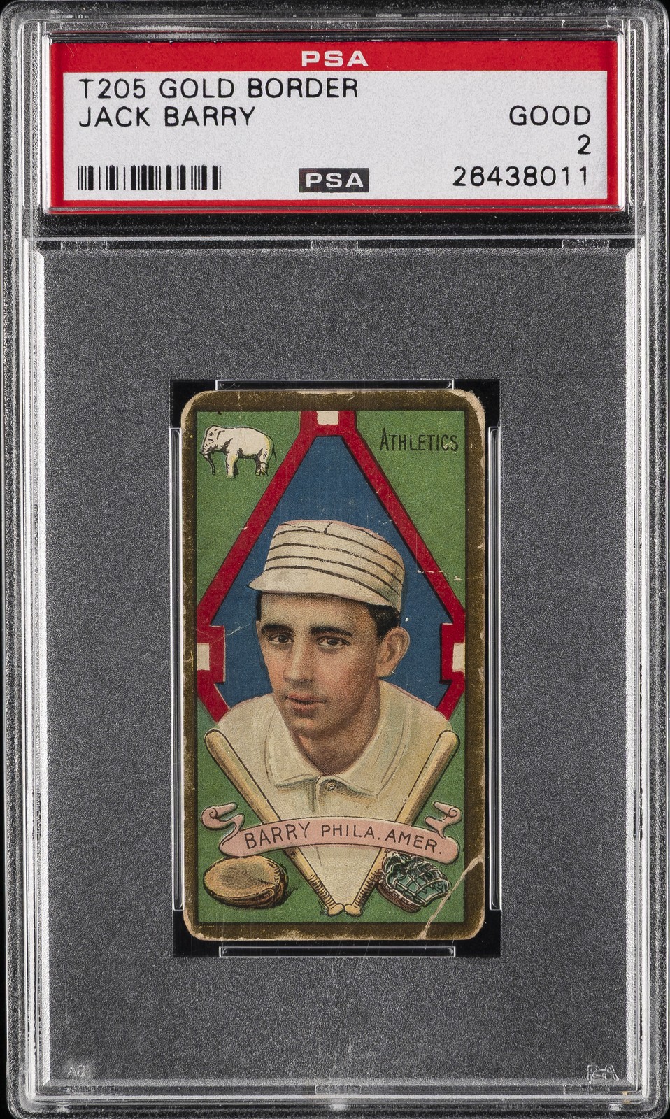 1911 T205 GOLD BORDER JACK BARRY PSA 2