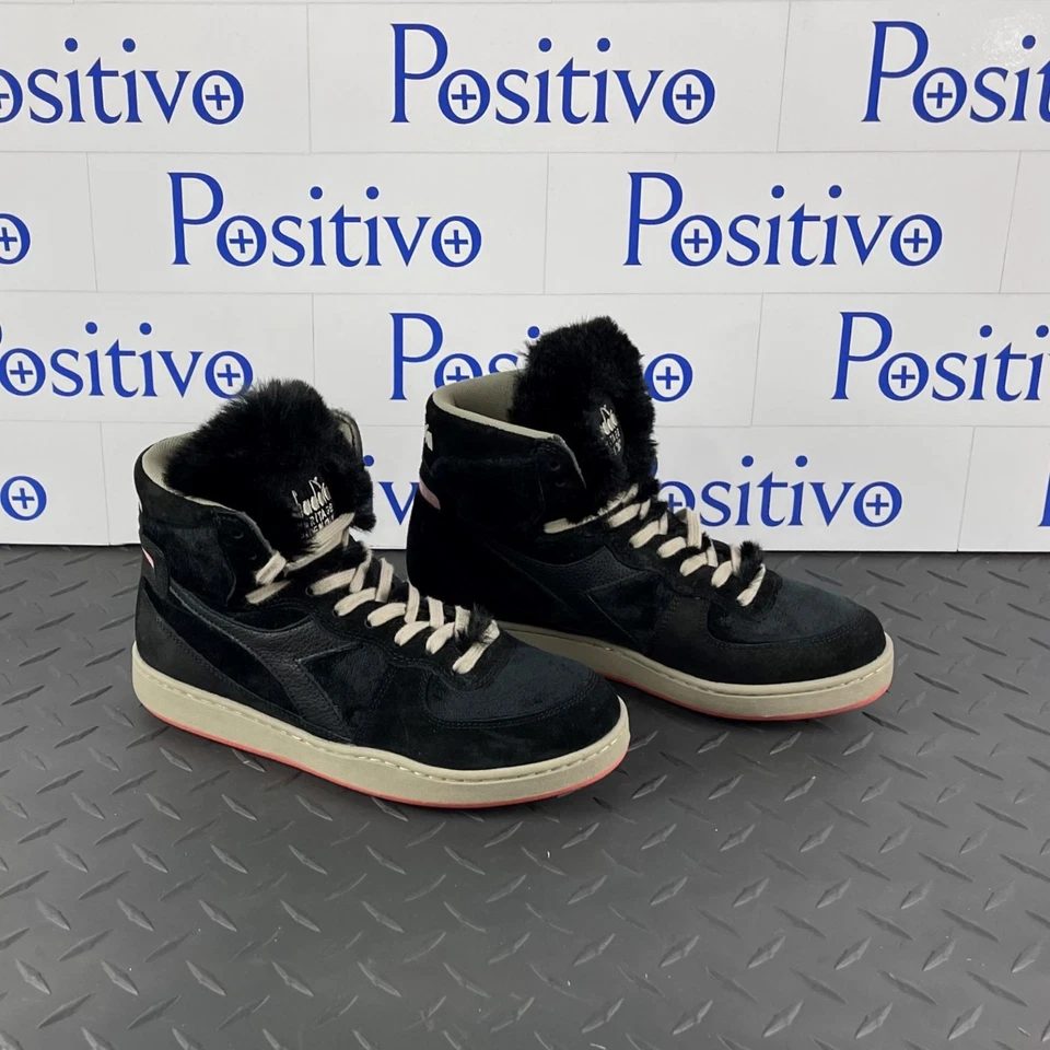 Diadora Mujer Negro Gamuza Zapatillas Altas Zapatos EE. UU. 7.5 Nuevo con Caja de Repuesto Foto 4 de 4