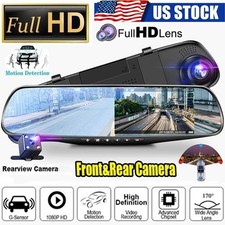 1080P HD Rearview Mirror Car DVR Dual Dash Cam Camera Front Rear Video Recorder