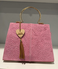 Pink Embossed Floral Top Handle Satchel Purse...