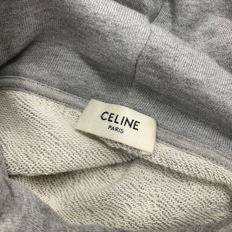 Celine CELINE Tops Cotton Gray Logo Loose Hoodie image 7