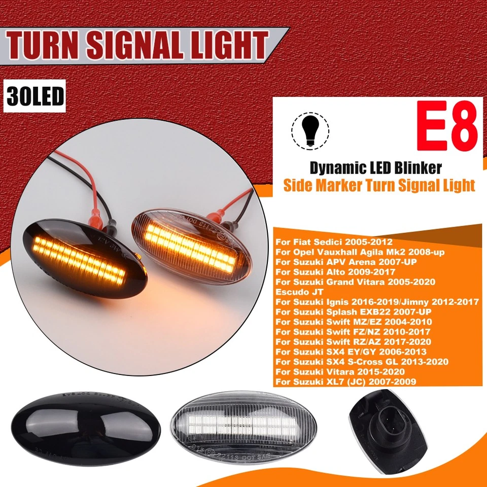 For Suzuki SX4 S-Cross GL Jimny Fiat Sedici LED Side Marker Light Turn Signal - Image 2 of 4