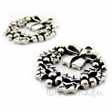 Christmas Wreath Charms 20mm Silver Plated Xmas Pendants C7456 - 5, 10 Or 20PCs