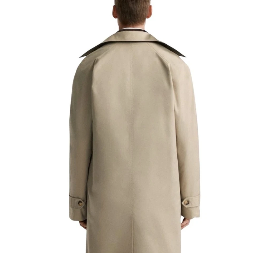 Zara Men’s Technical Water-Repellent Trench Coat Beige Double Breasted L NWT - Image 3 of 4
