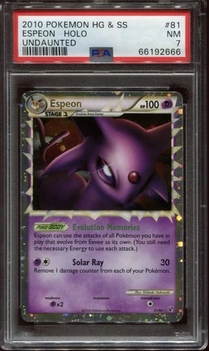 2010 POKEMON HEARTGOLD & SOULSILVER UNDAUNTED #81 ESPEON-HOLO PSA 7