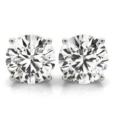 2 CT Round Lab Created Grown Diamond Earrings IGI D/VS Real 14K White Gold Screw