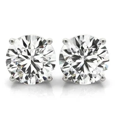 2 CT Round Lab Created Grown Diamond Earrings IGI D/VS Real 14K White Gold Screw