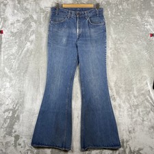 Vintage Levis 684 Jeans Mens 32x32 Orange Tab Big Bell Bottom Flare Denim Faded