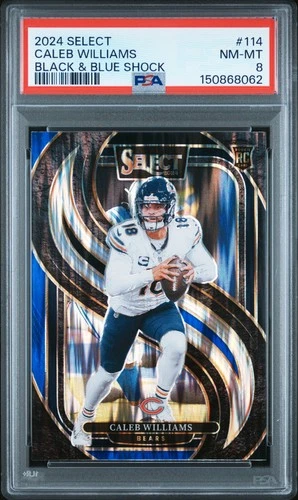 2024 PANINI SELECT BLACK & BLUE SHOCK #114 CALEB WILLIAMS ROOKIE RC PSA 8