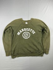 Vintage Champion Sweatshirt 60s Running Man Marquette Medium Green Flock