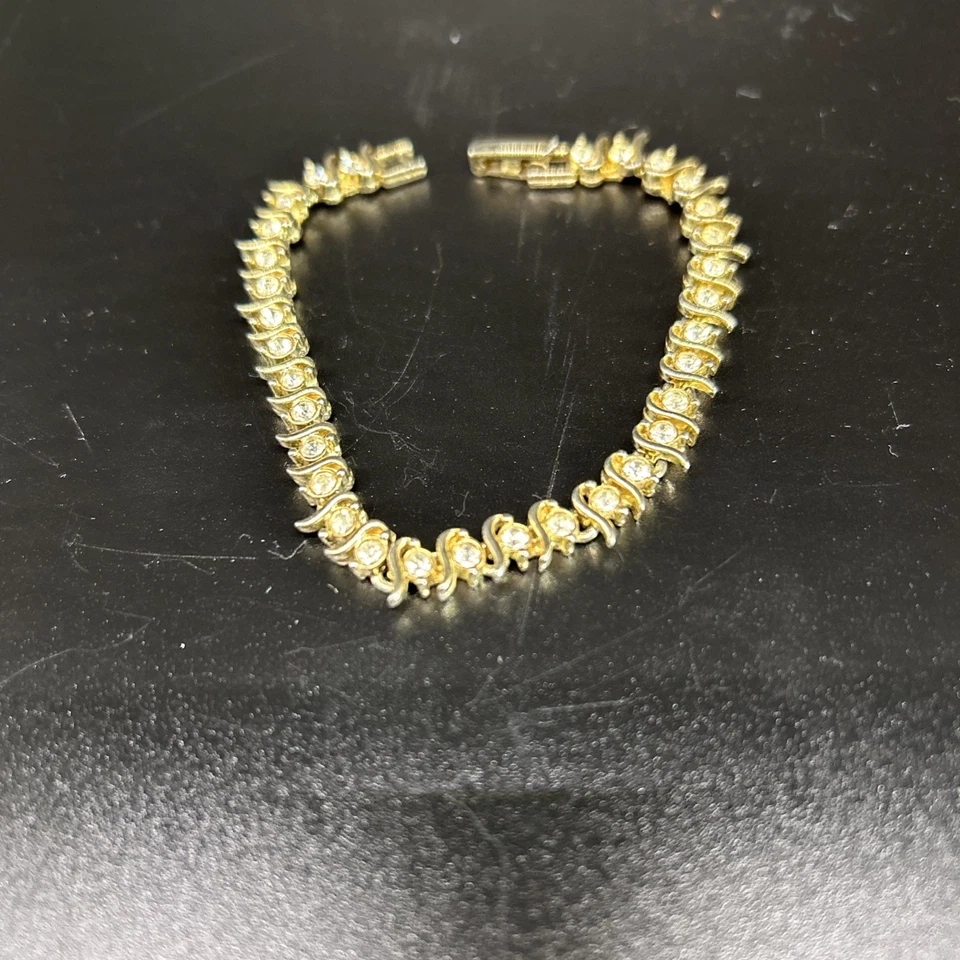 Pulsera Tenis Park Lane "Impresión" Ovalada Circonita Circonita Dorado 7.5" Firmada Foto 2 de 4