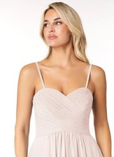 Azazie Haleigh Bridesmaid Dress Petal Rose Chiffon Formal Maxi Gown Size C6