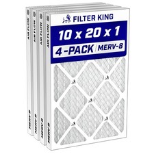 Filter King 10x20x1 Air Filter MERV 8, AC Furnace Filters 4-Pack