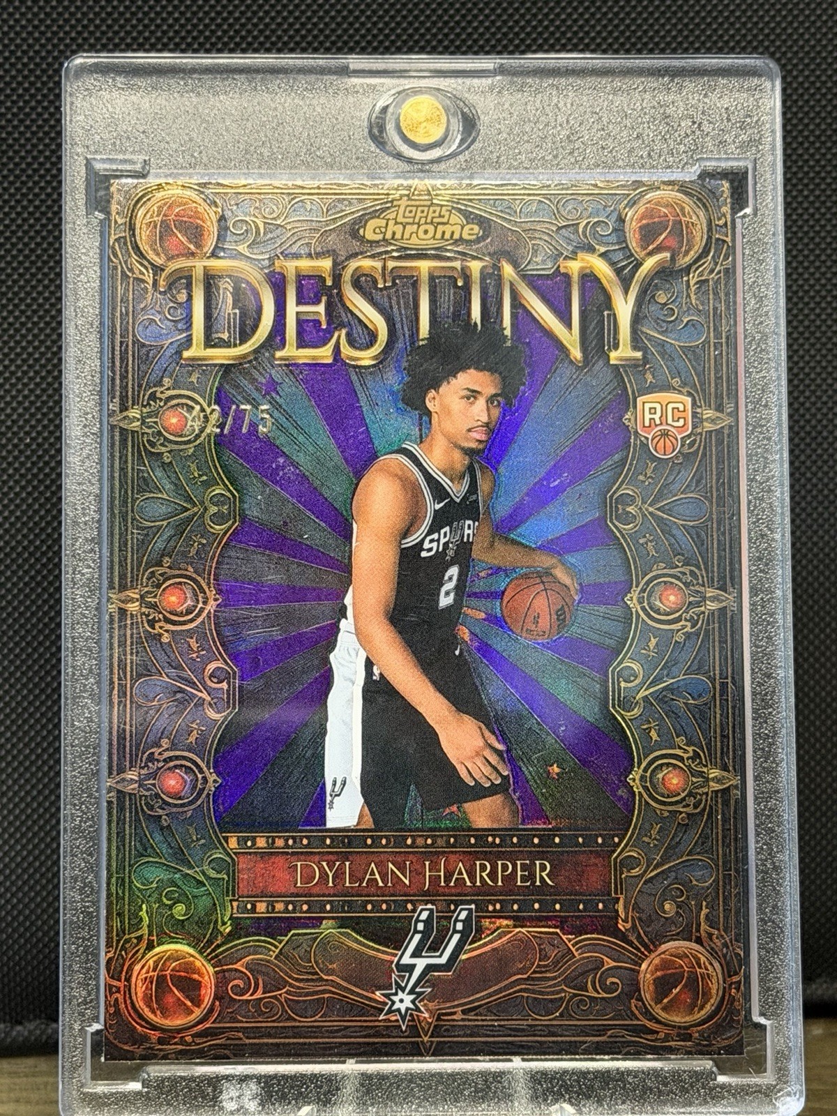 2025 Topps Chrome Destiny Dylan Harper Purple Refractor /75 SPURS RC #D-2 ROOKIE