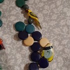 Handcrafted Multicolor Wood Beaded Statement Necklace w/ Bird Charm, Hook — photo 3