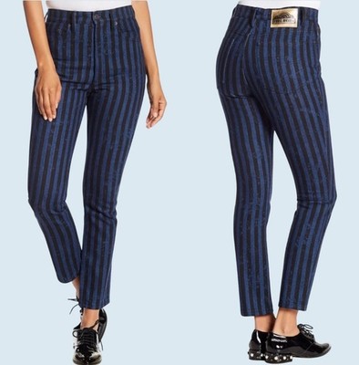MARC JACOBS Blue & Black Striped Stovepipe High Rise Jeans NEW NWT