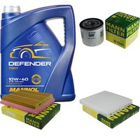 Mann Inspektionspaket Filterset 5L Mannol Defender 10W-40 FüR Mazda 2 1.4 1.25
