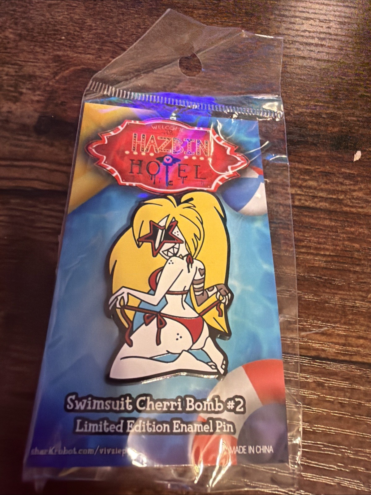 Swimsuit Cherri Bomb #2 - Limited Enamel Pin - Hazbin Hotel - Shark Robot - RARE-image