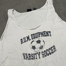 90s B.U.M. Equipment Varsity Soccer Tank USA Made XL White Sleeveless Shirt
