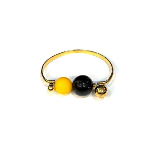 Marni Vintage Gold Bangle Bracelet Color Ball Open Cuff Jewelry