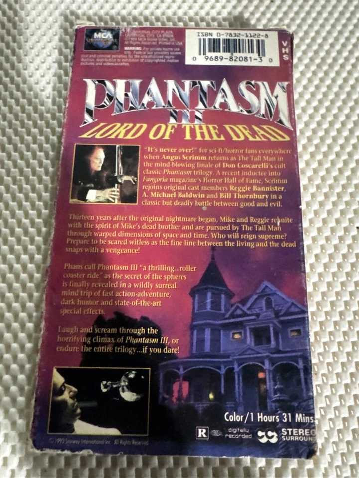 Phantasm III 3 Lord Of The Dead VHS 1993 OOP Cult Horror 90s MCA TESTED Foto 2 de 4