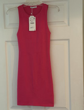 ZARA Women's Size S Pink Solid Round Neck Sleeveless Bodycon Midi Dress NWT